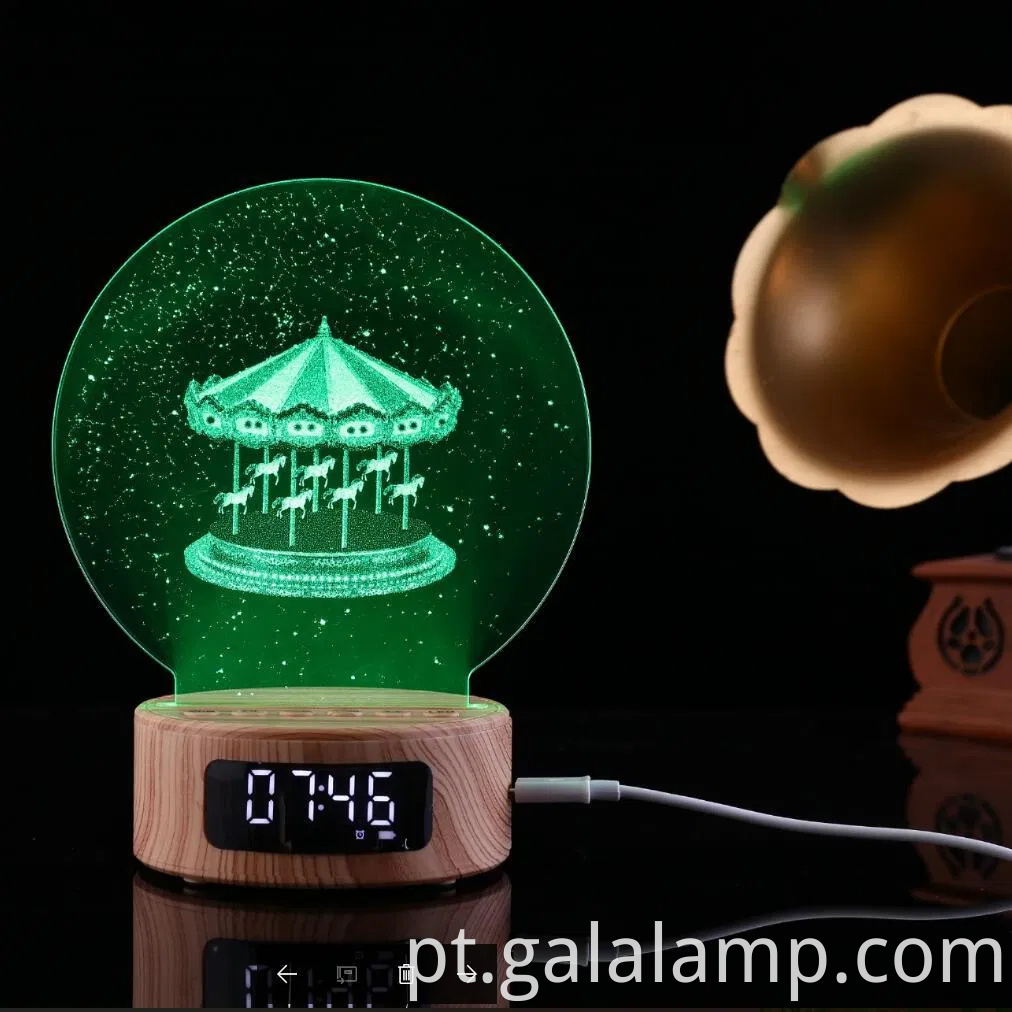 Luz noturna colorida de LED com alto -falante Bluetooth e despertador